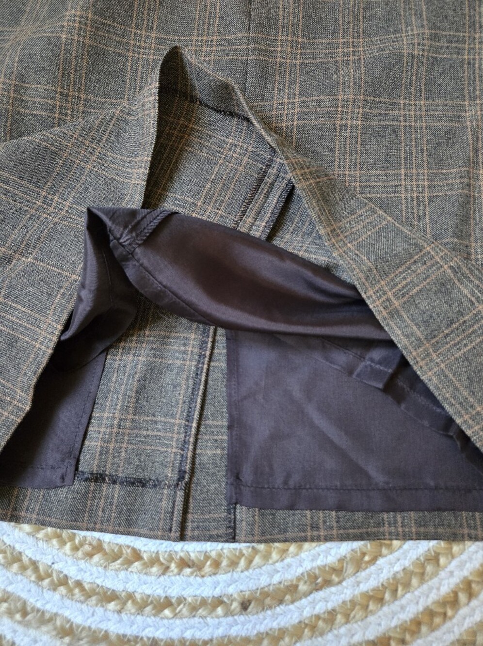 Tristan & Iseut Vintage Brown Plaid Pencil Skirt Dark Academia Preppy Classic 8 - Picture 5 of 15